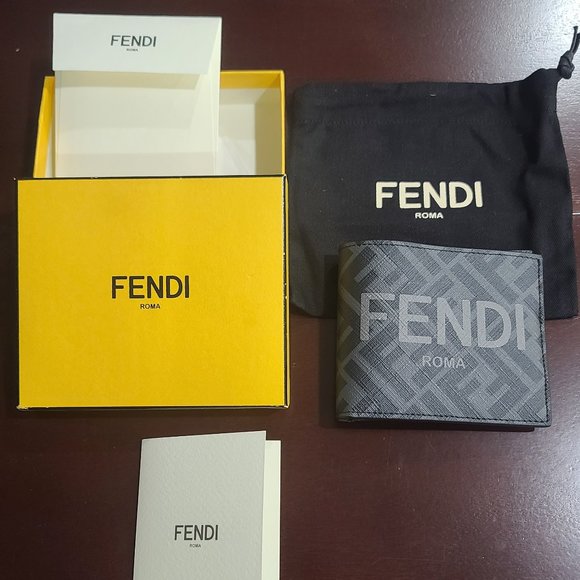 FENDI ROMA Black Fabric Bi-Fold Wallet - Picture 1 of 6